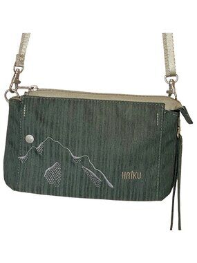 Haiku Stride Crossbody Bag Green Recycled Fabric Travel Wristlet Purse Mountain